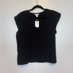 Three Dots Black V-Neck Blouse